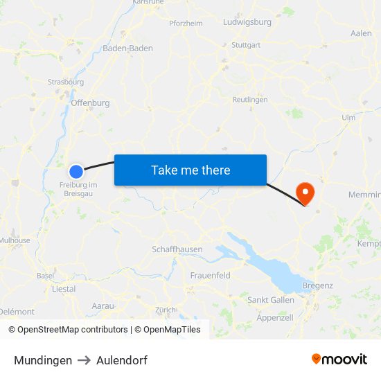 Mundingen to Aulendorf map