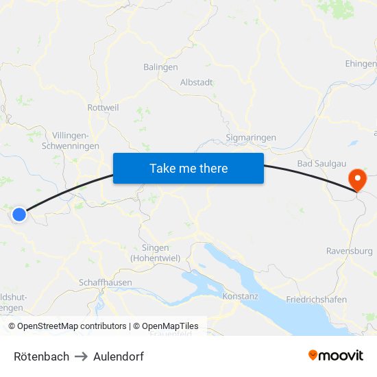 Rötenbach to Aulendorf map