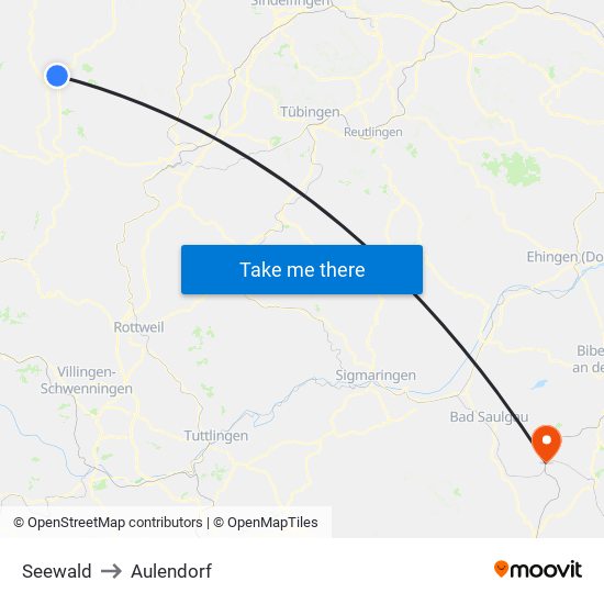 Seewald to Aulendorf map