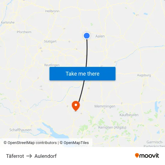 Täferrot to Aulendorf map