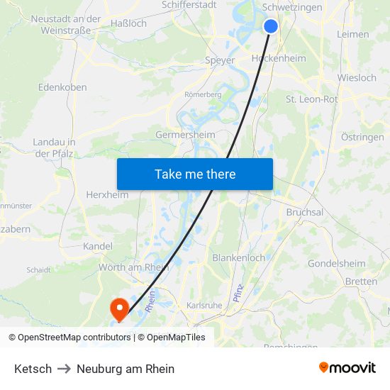 Ketsch to Neuburg am Rhein map