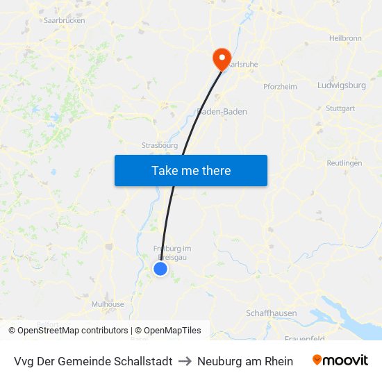 Vvg Der Gemeinde Schallstadt to Neuburg am Rhein map