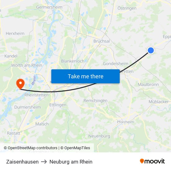 Zaisenhausen to Neuburg am Rhein map