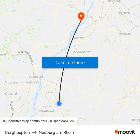 Berghaupten to Neuburg am Rhein map