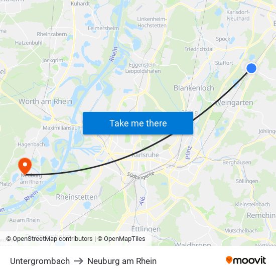 Untergrombach to Neuburg am Rhein map