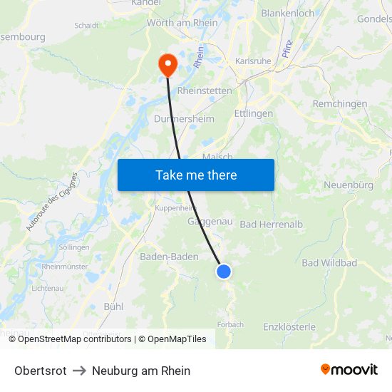 Obertsrot to Neuburg am Rhein map