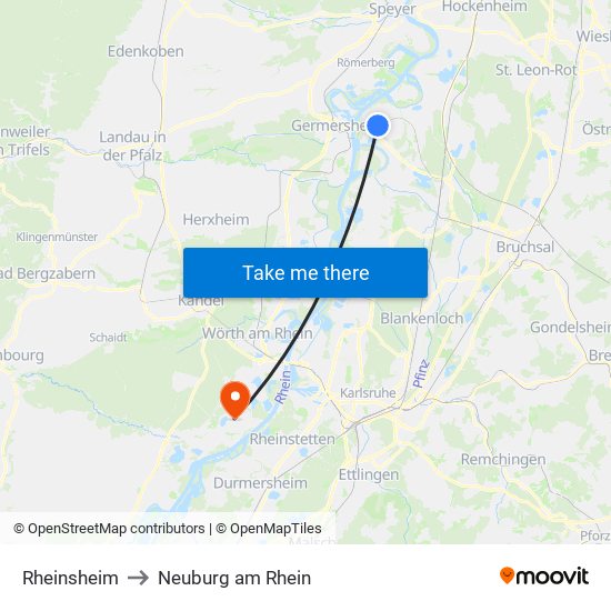 Rheinsheim to Neuburg am Rhein map