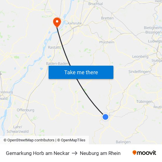 Gemarkung Horb am Neckar to Neuburg am Rhein map