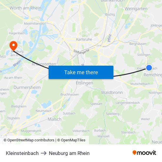 Kleinsteinbach to Neuburg am Rhein map