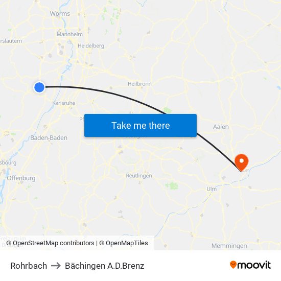 Rohrbach to Bächingen A.D.Brenz map