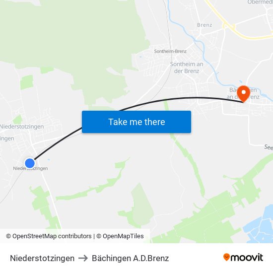 Niederstotzingen to Bächingen A.D.Brenz map