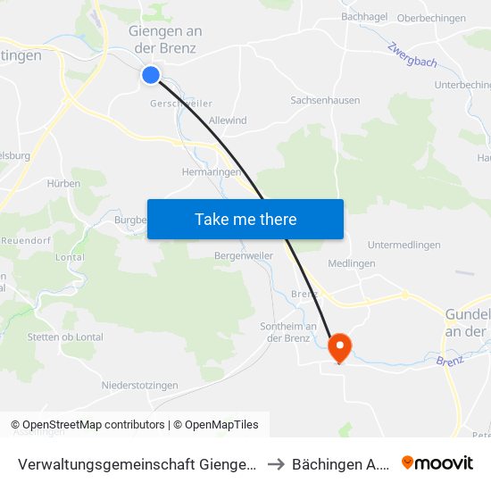 Verwaltungsgemeinschaft Giengen An Der Brenz to Bächingen A.D.Brenz map