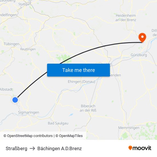 Straßberg to Bächingen A.D.Brenz map