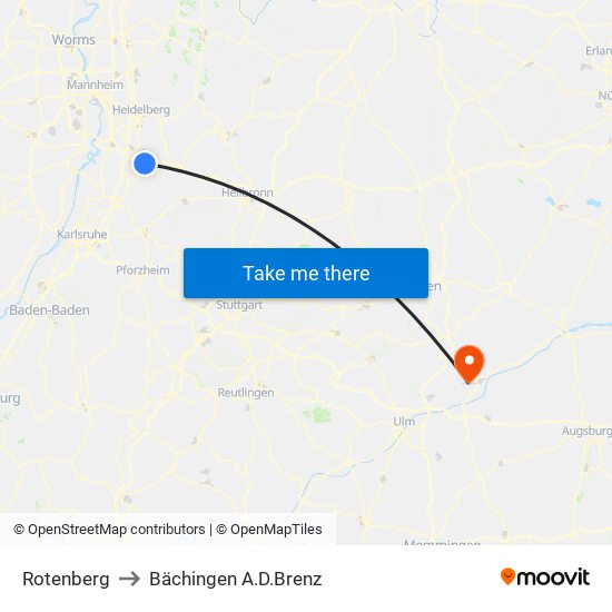 Rotenberg to Bächingen A.D.Brenz map