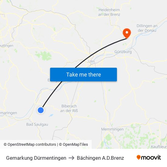 Gemarkung Dürmentingen to Bächingen A.D.Brenz map