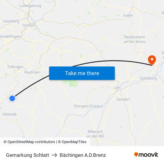 Gemarkung Schlatt to Bächingen A.D.Brenz map