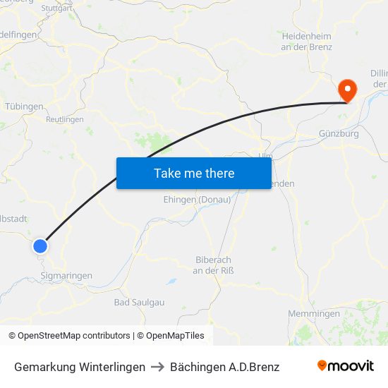 Gemarkung Winterlingen to Bächingen A.D.Brenz map