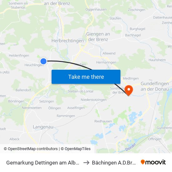 Gemarkung Dettingen am Albuch to Bächingen A.D.Brenz map