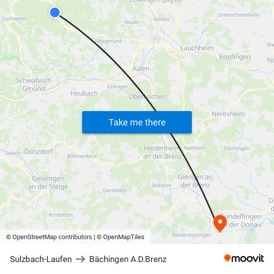 Sulzbach-Laufen to Bächingen A.D.Brenz map