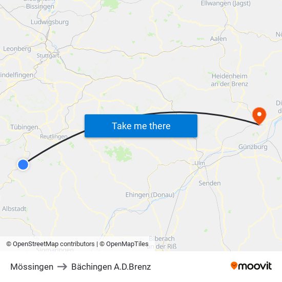 Mössingen to Bächingen A.D.Brenz map