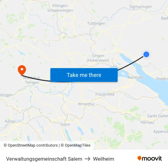 Verwaltungsgemeinschaft Salem to Weilheim map