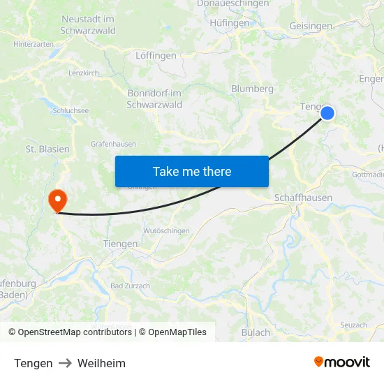 Tengen to Weilheim map