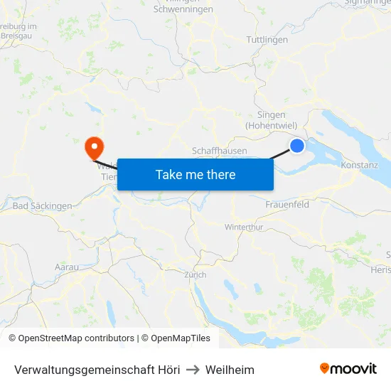 Verwaltungsgemeinschaft Höri to Weilheim map