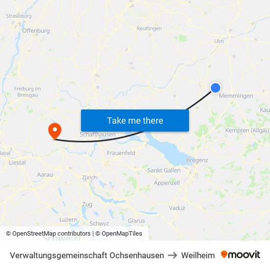 Verwaltungsgemeinschaft Ochsenhausen to Weilheim map