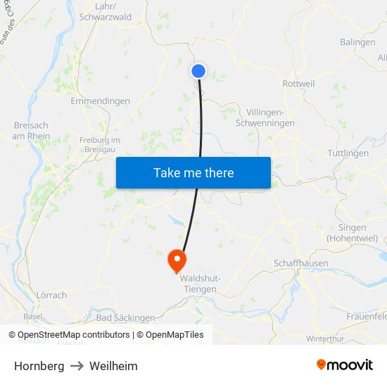 Hornberg to Weilheim map