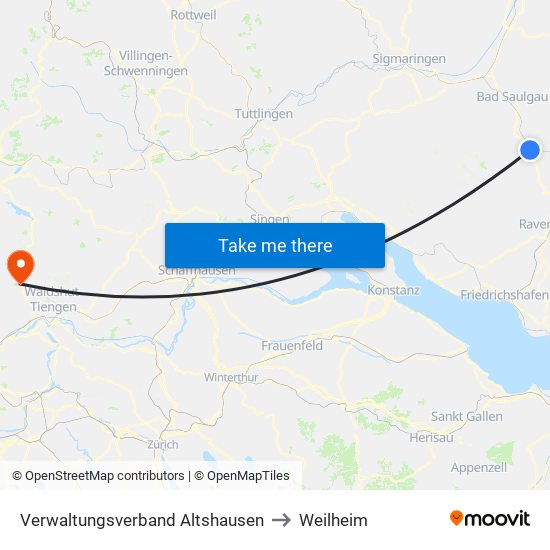 Verwaltungsverband Altshausen to Weilheim map