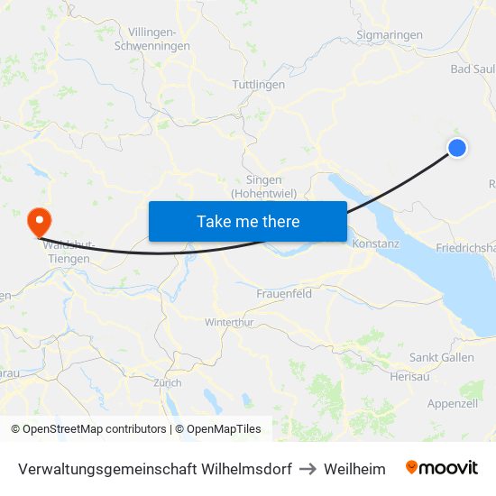 Verwaltungsgemeinschaft Wilhelmsdorf to Weilheim map
