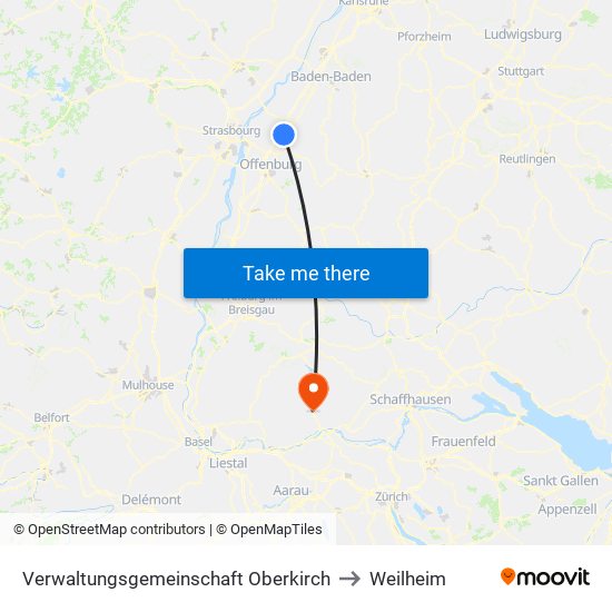 Verwaltungsgemeinschaft Oberkirch to Weilheim map