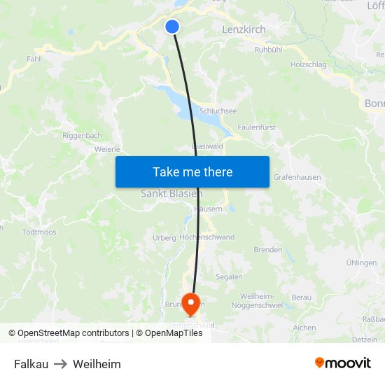 Falkau to Weilheim map