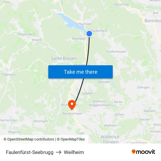 Faulenfürst-Seebrugg to Weilheim map