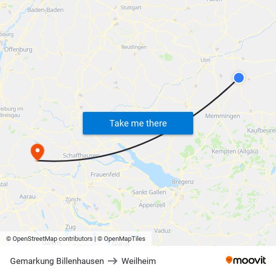 Gemarkung Billenhausen to Weilheim map