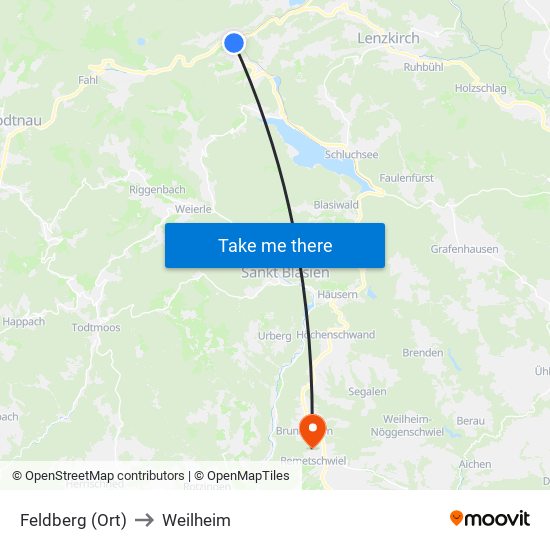 Feldberg (Ort) to Weilheim map