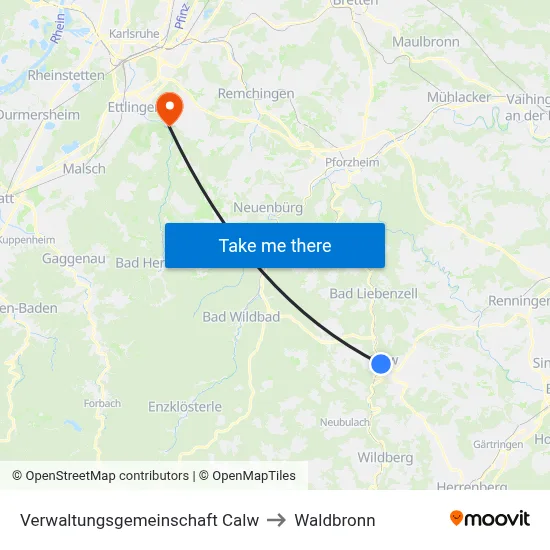 Verwaltungsgemeinschaft Calw to Waldbronn map