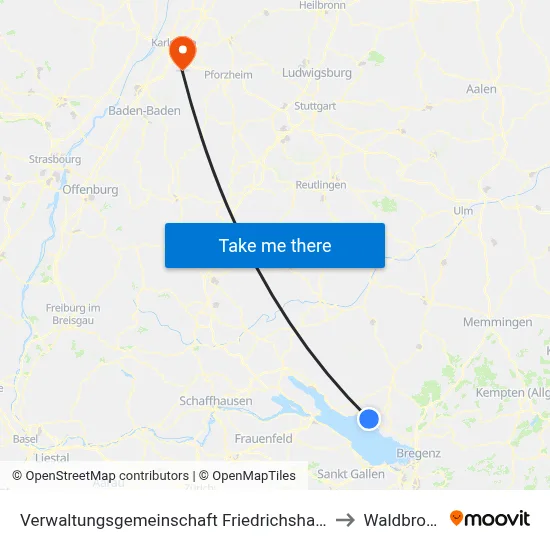 Verwaltungsgemeinschaft Friedrichshafen to Waldbronn map