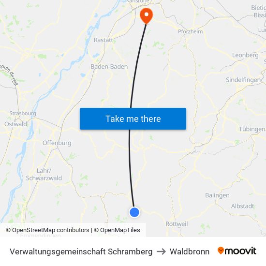 Verwaltungsgemeinschaft Schramberg to Waldbronn map