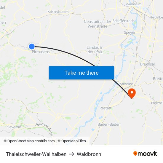 Thaleischweiler-Wallhalben to Waldbronn map