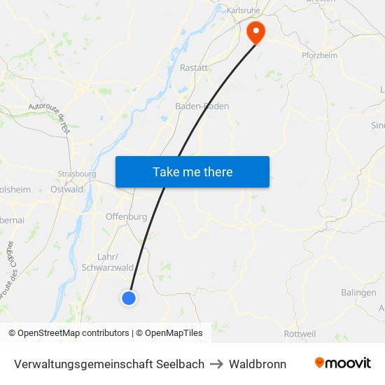 Verwaltungsgemeinschaft Seelbach to Waldbronn map