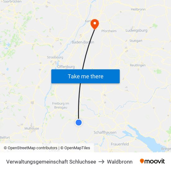 Verwaltungsgemeinschaft Schluchsee to Waldbronn map