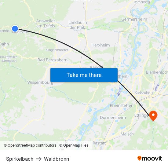 Spirkelbach to Waldbronn map