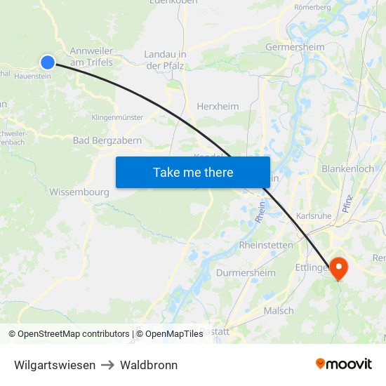 Wilgartswiesen to Waldbronn map