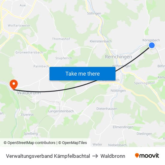 Verwaltungsverband Kämpfelbachtal to Waldbronn map