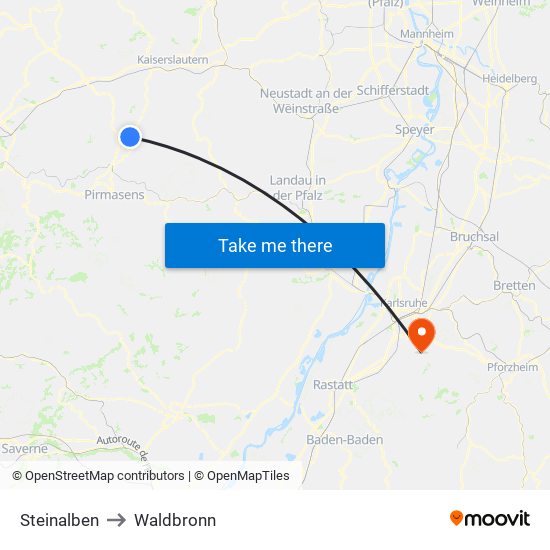 Steinalben to Waldbronn map