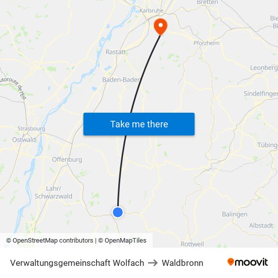 Verwaltungsgemeinschaft Wolfach to Waldbronn map