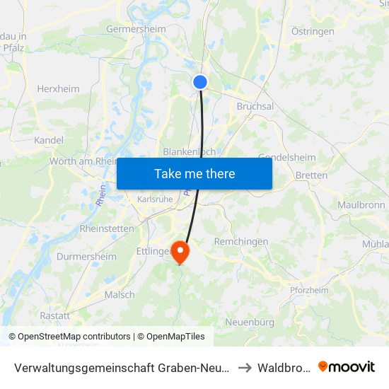 Verwaltungsgemeinschaft Graben-Neudorf to Waldbronn map