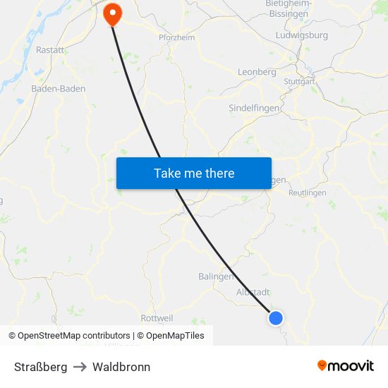 Straßberg to Waldbronn map