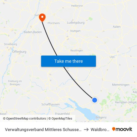 Verwaltungsverband Mittleres Schussental to Waldbronn map